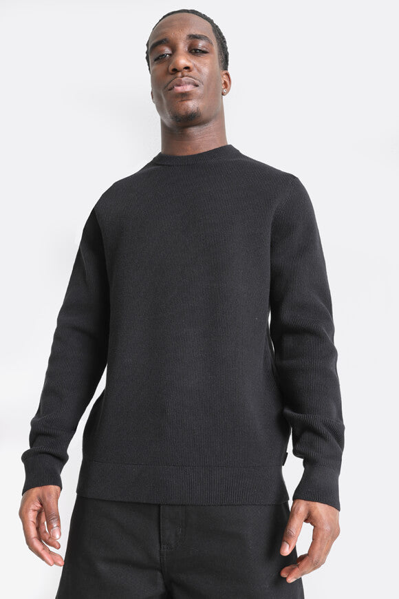 Gerippter Strickpullover - Black