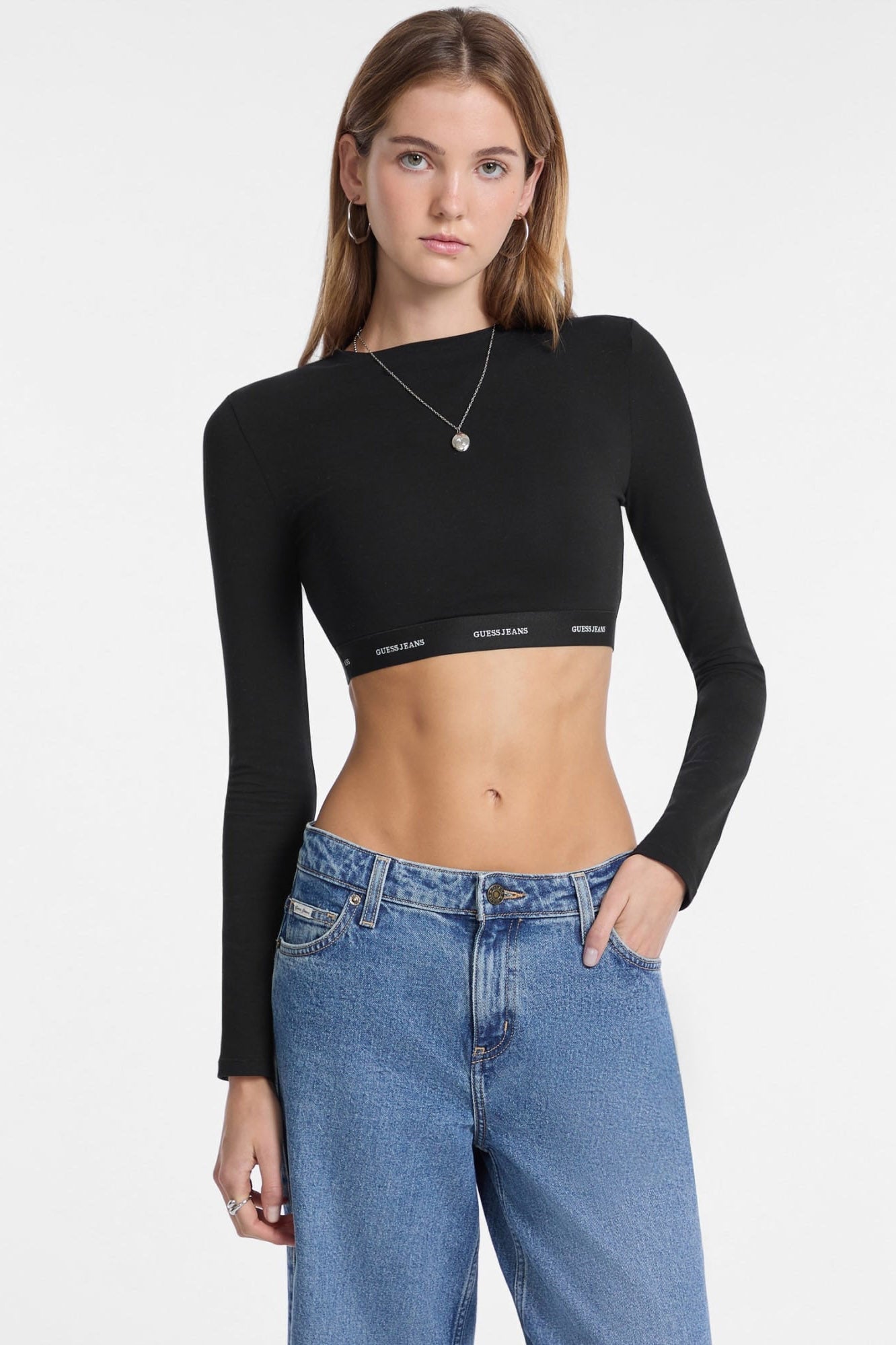 Crop Langarmshirt - Jet Black