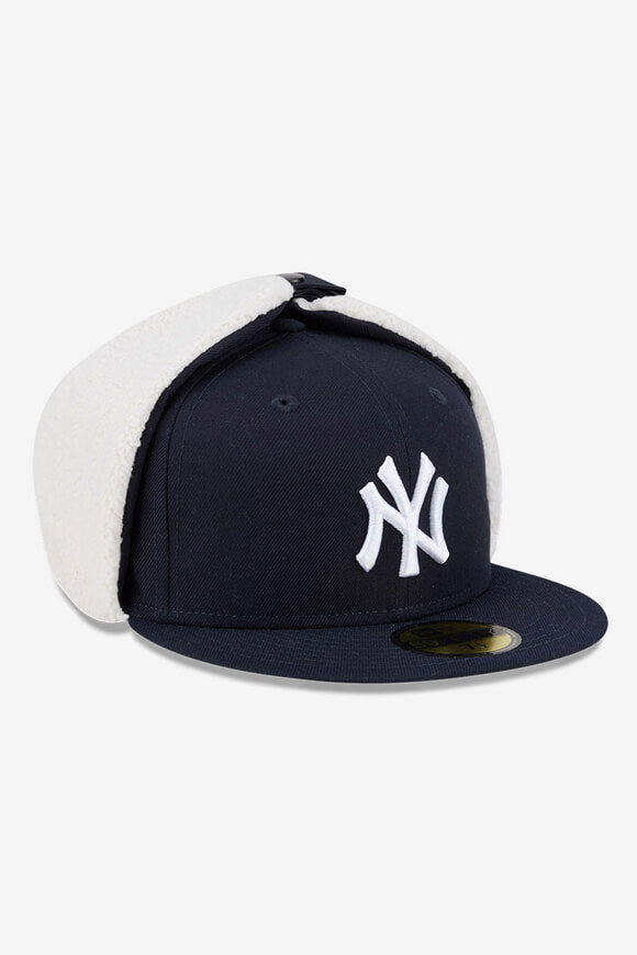 Fleece Trapper cap - Dark Navy + White