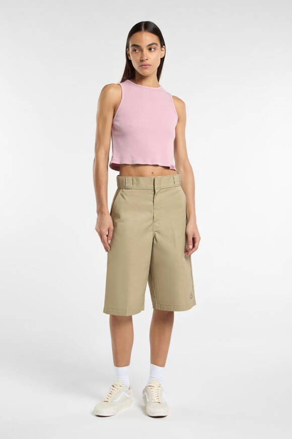 Plentywood Geripptes Crop Tanktop - Old Rose