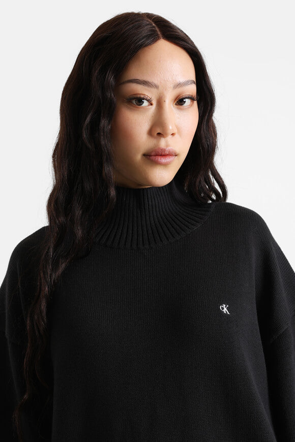 Logo Embro Oversize Strickpullover - Black