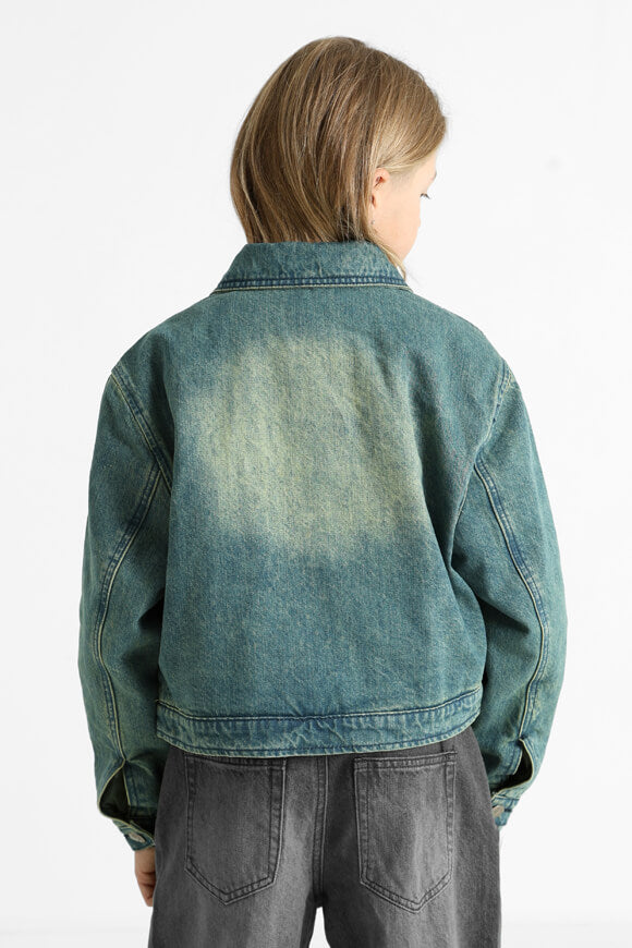 Jeansjacke - Blau/Grün