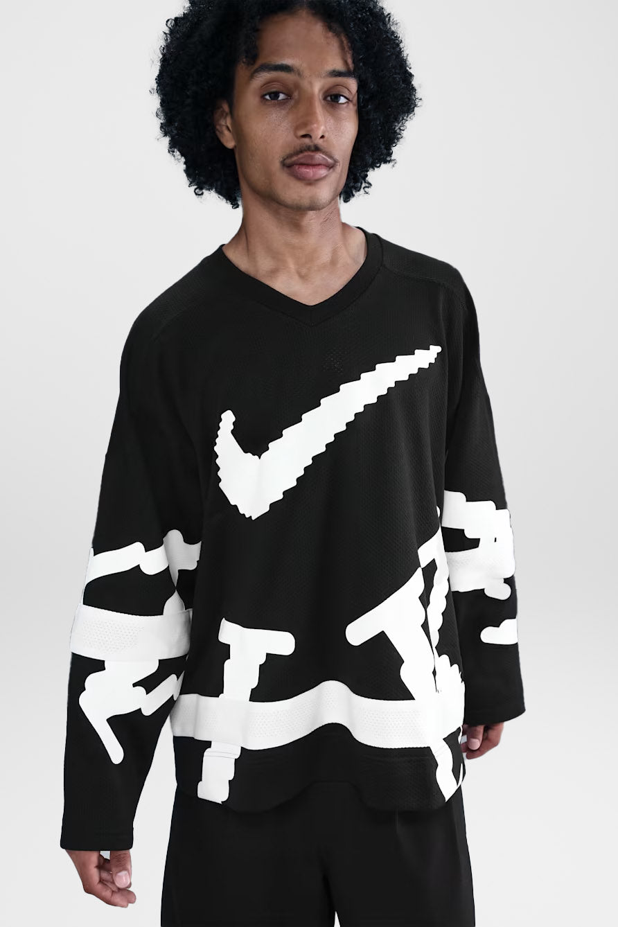 Strukturiertes Langarmshirt - Black + White