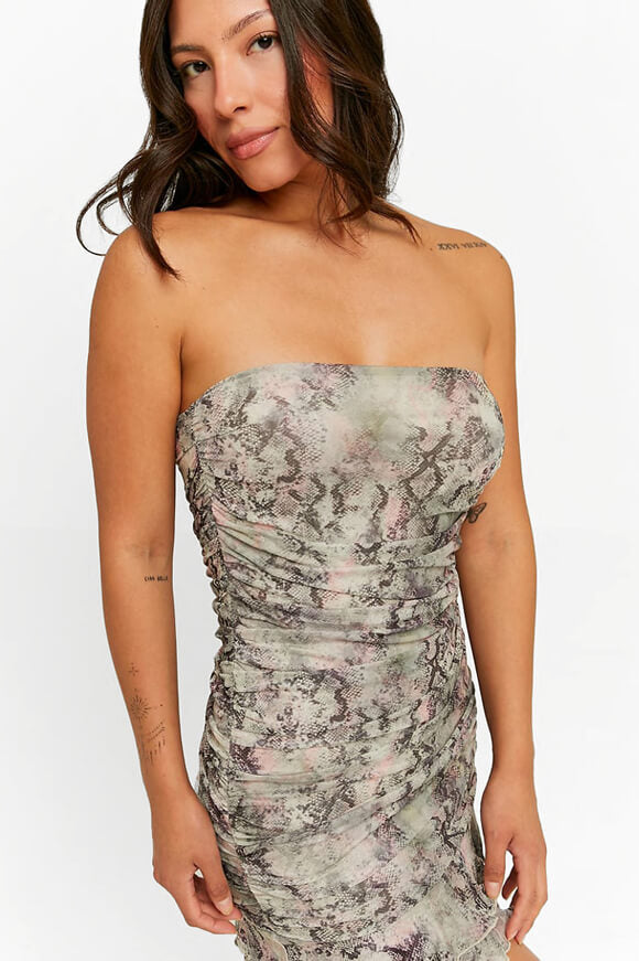 Mesh Bandeau Minikleid - Mehrfarbig